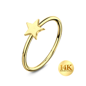 14K Gold Star Circular Nose Ring G14NSKR-05